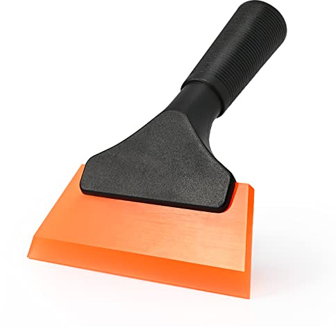Ehdis Liten gummiskrapa, skrapblad, fönsterskrapa, duschskrapa för bil, fönster, dusch, dörr, glas – 12,7 cm, orange