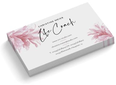 Visitenkarten | 350 g Qualitätsdruck | 1-seitig | Text + Farbe sofort anpassen | 85 x 55 mm | sofort gestalten | Design Pink Flower | hochwertig (250 Stück)