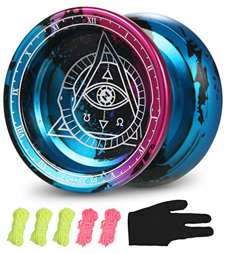 Lixada Professionelles Yoyo Competitive Aluminium Yoyo Ball mit 5 Schnüren und HandschuhZwei Sätze von Lagern, Nicht ansprechende Lager/empfindliche Lager Yo-Yo für Anfänger und professionelle Spieler