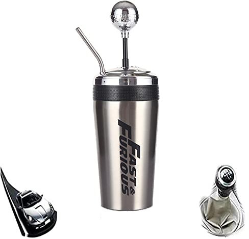 Lyoveu Fast and Furious 10 Becher, Edelstahl, Gear Shift Style, Trinkbecher, 500 ml, 304 Edelstahl, Klassiker, Wiederverwendbar, Reise, Outdoor