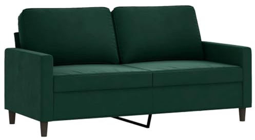 vidaXL Canapé à 2 Places, Causeuse avec Dossier et Accoudoirs, Fauteuil avec Oreillers, Meuble de Salle de Séjour, Moderne, Vert Foncé Velours