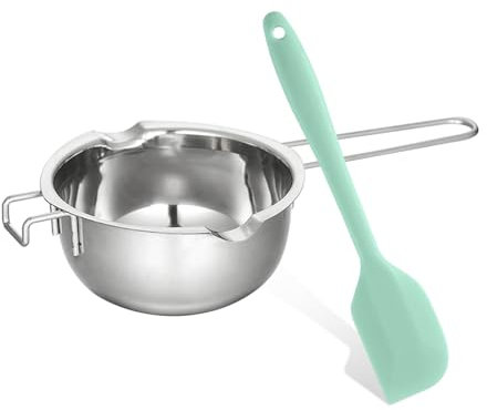 NyxSeat Ciotola per fusione a bagnomaria, 400 ml+1 pezzo, piccola spatola di plastica, in acciaio inox 304, per cioccolato, cioccolato, zucchero, burro, formaggio