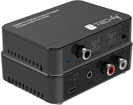 Techly 369120 Convertitore Audio da Digitale ad Analogico/da Analogico a Digitale SPDIF Toslink Stereo 3,5 Nero
