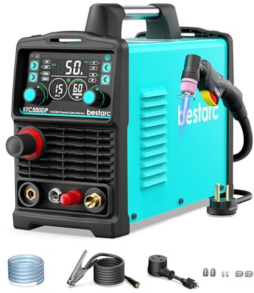 bestarc Cortador de plasma, arco piloto [tecnología de sensor de aire] 110/220V BTC500DP 10ª generación, pantalla de 50 amperios, máquina de corte de plasma digital (BTC500DP 10GEN 110/220V)