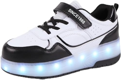 PEIHUODAN Patins à Roulettes for Enfants Filles Garçons Chaussures Skateboard med 2 Roues Parkour Unisex Barn Retractable Patin Adulte Sports Walking Park