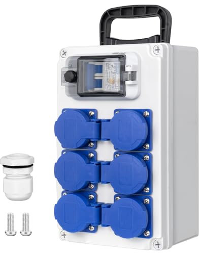 CHENGPI Coffret Électrique de Chantier,Répartiteur Mural 250V/16A,Distributeur de Courant Électrique avec Disjoncteur - Boîte de dérivation