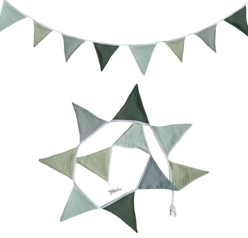 Bandierine per la cameretta dei bambini, per esterni, resistente alle intemperie, in tessuto di mussola, ghirlande decorative per la cameretta dei bambini, decorazione da parete, per il letto, per la