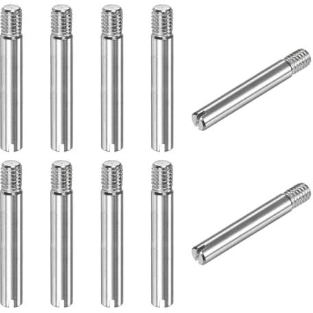 M METERXITY 10-Pack M6 x 40mm Slotted Cylindrical Pin Dowel, 304 Stainless Steel External Thread Locating Dowel Parallel Pins for Metal Devices/Wooden Projects [Silver Tone]