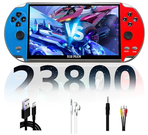X12 Plus 7,1″ Rétro Console de jeu portable,1000+ Jeux Non Répétitifs & 22800+ Répétitifs,10 émulateurs,Console de jeu vidéo d'arcade,écran HD 16 millions de couleurs,800x480P,Ebook TXT,sortie AV/TV
