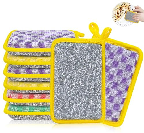 Washing up Sponges Multipack, 8 Pcs Antibacterial Microfiber Dishwashing Spongs Double Sided Cleaning Sponges Kitchen Reusable for Cookware Sinks and Tableware (Color Mixing)