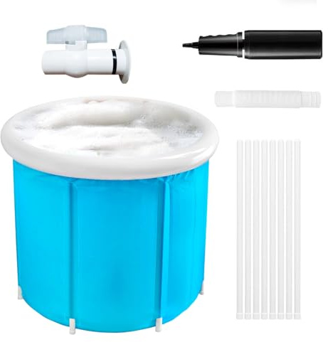 Kanoauo Portable Bathtub – familjebadkar för fullt bad, stort läckagesäkert badkar med bärhandtag för badrum, trädgård, resor, camping, familjebruk, terrass