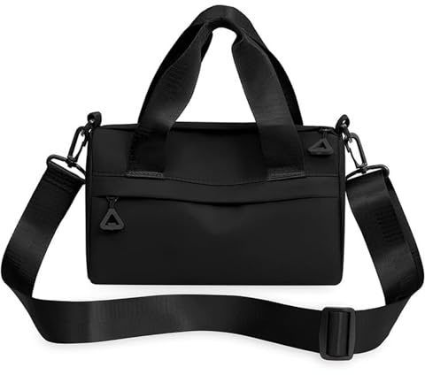 Mini borsa da ginnastica, 9.5x4.7x5, 5 pollici in nylon mini borsonful, palestra/tracolla/spalla palestra con cinturino regolabile, cerniera piccola per donne, nero, decorazioni natalizie