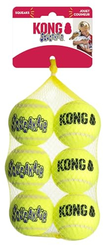KONG Air Dog SqueakAir Dog Toy Tennis Balls, Medium (6 Pack)