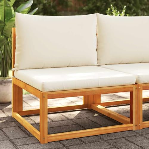 Frdhee Banco de jardín, sofá de esquina, sofá de terraza, sofá de jardín sin reposabrazos, con cojín de madera de acacia y cuerda, para jardín y balcón