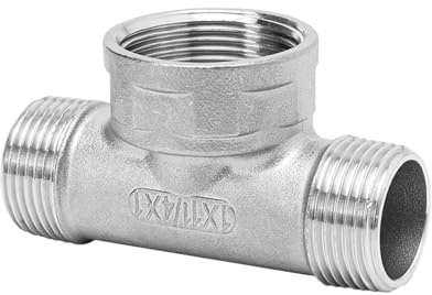 PXQCHAVLN Exteriör och inre reduktion i 304 rostfritt stål, stor T-montering, 1 tum vattenslang, 6 minuter till 4 minuters adapter, tillbehör(G1/2 x G3/4 x G1/2)