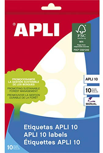 APLI 1630-Etiketten APLI 10 weiß Ø 32,0 mm 10 Blatt