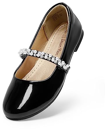 Dream Pairs Girls Mary Jane Ballerina Flat Shoes Serena-100-Kids Black/Pat Size 1 Little Kid