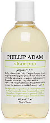 Phillip Adam Fragrance Free Shampoo - Sulphate Free and Paraben Free - Balances pH of Hair and Scalp - 12 oz