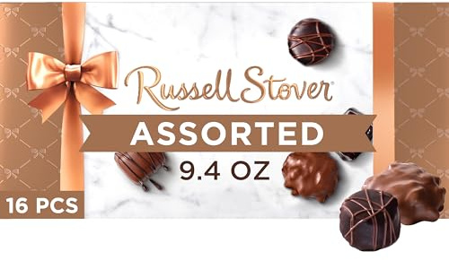 Russell Stover, Assorted Milk and Dark Chocolates, Chocolate Gift Box, 9.4 Ounce (17 Pieces)