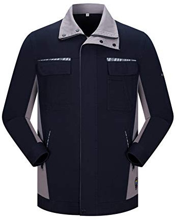 YJKJ Schweißerjacke, Jacke Arbeitsjacke, Große Tasche Baumwolle Reibungswiderstand Reißfestigkeit Schweißer, Fabrik, BAU, Autoreparatur,L