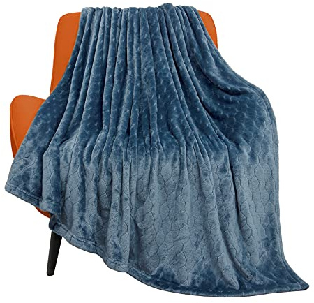TOONOW Manta de forro polar, 152 x 203 cm, supersuave, individual, manta de felpa acogedora y esponjosa, patrón geométrico, cómoda manta de franela de microfibra para sofá o cama, azul marino