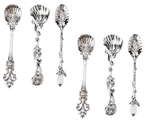 Cuillères à café expresso Ensemble de 6 petites cuillères Couverts vintage Cuillère à sucre Thé Dessert Cuillères à soupe Cuillères à café Agitateurs à café pour cuisine, salle à manger, bar