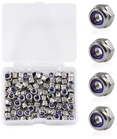 SPEEDWOX Lot de 100 Écrous de Verrouillage M3 x 0,5 mm en Nylon - Écrou Autobloquant en Acier Inoxydable 304 - Hexagonal Avec Boîte de Rangement pour Rondelles