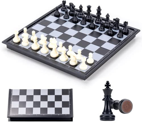Jeu d'échecs, Echec Magnetique Pliable Echiquier, Mini échecs Portable Voyage Plateau pour Garçon Fille Enfant Adulte (Noir Blanc)