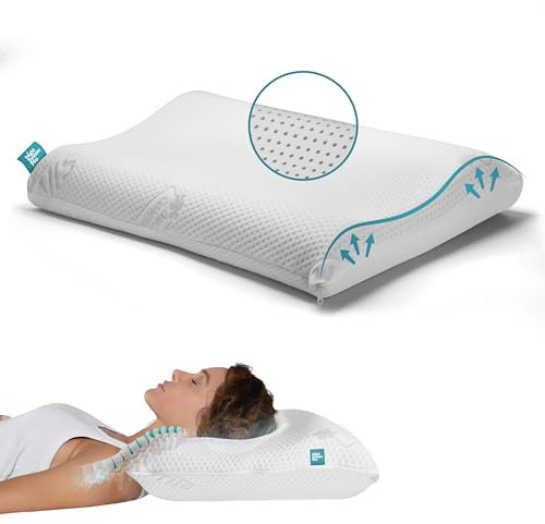 NightSystemPro Nackenkissen, Memory Foam Kopfkissen, Orthopädisches Kissen 72x42x12/10,5, | Nackenstützkissen, Kopfkissen Nackenschmerzen, Antischnarch-Kissen mit Bezug