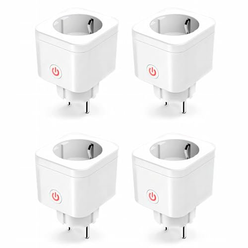 Wlan Steckdose, Smart Steckdose, WiFi Steckdose 4er Pack mit Strommessung, Sprachsteuerung, Timer & APP Fernsteuerung, WLAN Smart Steckdose Funktioniert mit Alexa, Google Home, 2.4GHz WiFi