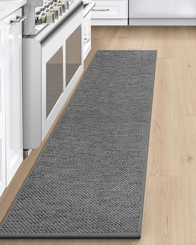LEKEEPGO Alfombra Cocina Lavable Antideslizante 43x200cm, Alfombras Cocina Lavable, Alfombra Pasillo Larga, Tapete Cocina, Absorbente Alfombra para Cocina, Comedor, Lavadero, Pasillo, Gris