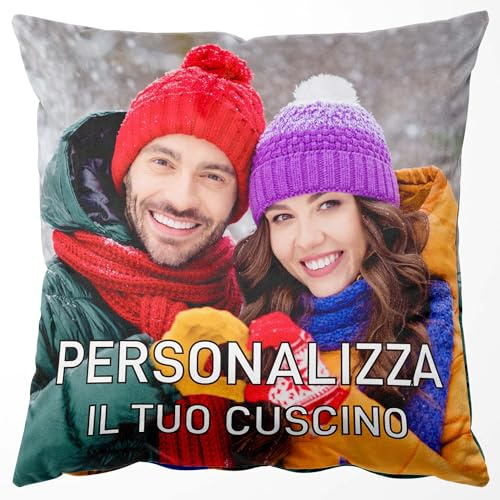 Easycosy Cuscino Personalizzato con Foto e Testo, Stampa Fronte-Retro Federa per Cuscino Personalizzata 40x40, Foto Personalizzata Idee Regalo 2026 per Uomo, Donna, Lui(Imbottitura Opzionale)