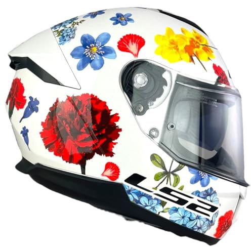 LS2 Helmet Integralhjälm KPA FF808 Stream II Blommor Vit ECE 22.06 (M 57/58)