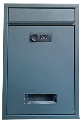 Boîte aux Lettres avec Serrure à Combinaison, Boite au Lettre Murale en Acier Galvanisé, Boite a Colis en Métal, Boite aux Lettres pour L'extérieur de la Maison, 21,5 X 8,5 X 32cm(Blue)