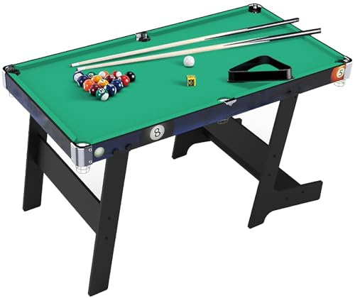 ZLLPIGLS Juego de Mesa de Billar Plegable, Mesa Billar Convertible Portátiles para Interiores con Bolas, Tacos, Polvo de Chocolate, para Familia, Sala de Juegos(97x53x68cm/38.1x20.8x26.7in)