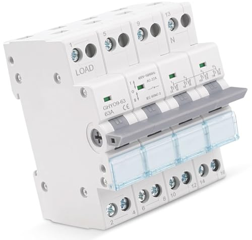 Interruttore di corrente di emergenza, interruttore di trasferimento manuale 63 A, 4 poli, 400 V, commutazione manuale per corrente di emergenza, interruttore di trasferimento Dual Power per