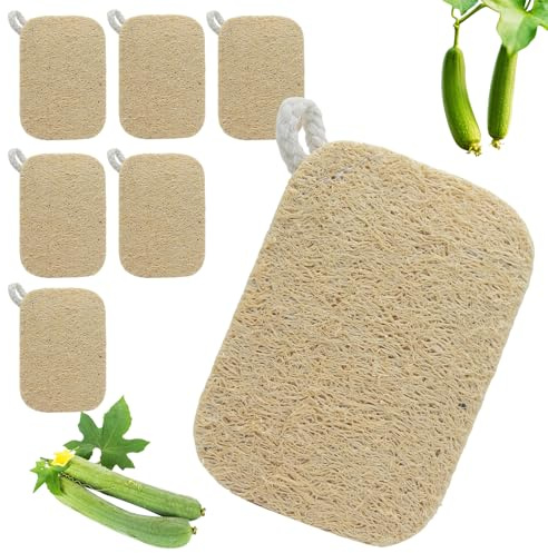 6 Esponjas de Luffa, Planta de Lufa Natural,Esponja Natural Exfoliante Corporal,Ecológicas Biodegradable,para Lavar Platos, Utensilios de Cocina,Baños