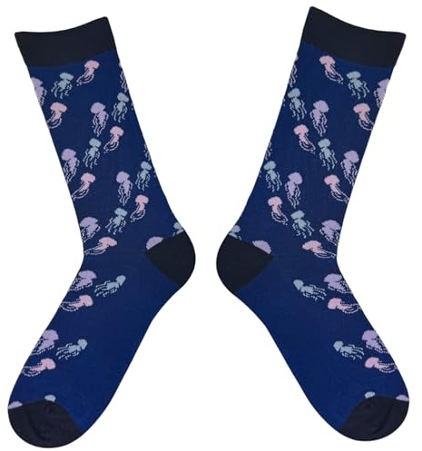 MIJOMA Chaussettes en bambou pour homme - Chaussettes douces et respirantes pour le travail et les loisirs avec une sensation de port sans couture, antibactériennes, méduses, 40-45