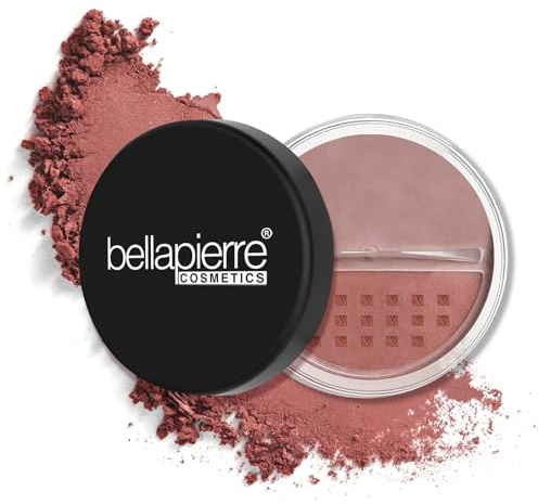 Bellapierre Mineral Blush – Loose Powder Blush, Lightweight Cheek Color, Warm Dewy Finish, Talc-Free, Hypoallergenic & Non-Toxic – 0.3 oz – Suede