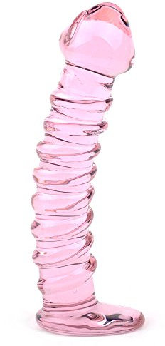 PleasureBox Sex Toy Sensual Glass Dildo, 15.5 cm, Pink Twister