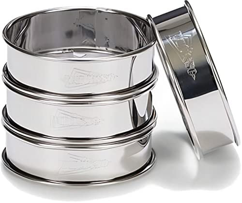 Patisse 2141 - Set di 4 Anelli per Dolci a Bordo Arrotondato, da 8 x 2,5 cm, in Acciaio Inox, Colore: Argento