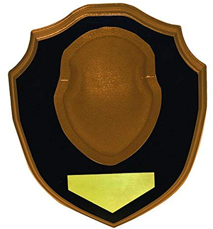 Hunters Specialties Deer Antler Mounting Plaque - Hunting Black Lacquered Plaque Deer Mounting Plaque w/Grained-Vinyl Horn Cap, Brass Plate for Engraving, Hardware Included