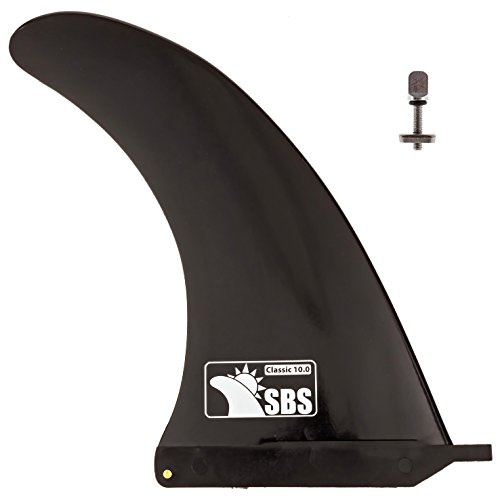 Santa Barbara Surfing SBS 10 Surf & SUP Fin - Free No Tool Fin Screw - 10 inch Center Fin for Longboard, Surfboard & Paddleboard