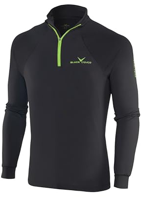 Black Crevice Ski-Rolli för män med dragkedja I Långärmad funktionell tröja för män i olika färger och storlekar I flexibel och ventilerande långärmad