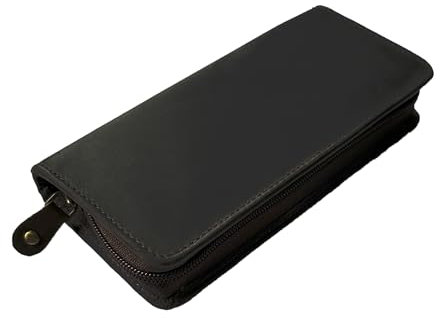 ANDERS Stifteetui Leder German Design Federmappe Lederetui Füllfederhalter-Etui Füller Kugelschreiber Stiftehalter für 7 Schreibgeräte Stifttasche Schreibgeräteetui Vintage (Dunkelbraun, M)