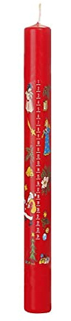 Wiedemann 10 candele a bastoncino, calendario dell'Avvento in cellophan, stampa fotografica classica, 250/23 mm (rosso)