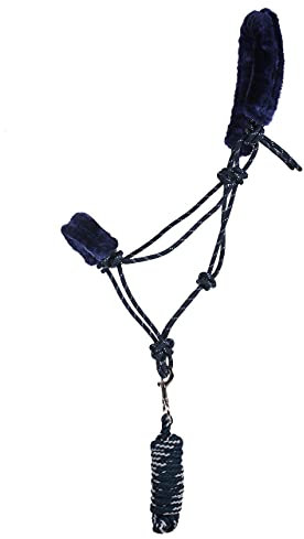 ARBO-INOX Knotenhalfter-Set mit abnehmbarem Kunstfell Halfter mit Strick (Pony, Tetris)