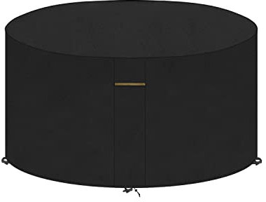 VANSHEIM Funda Mesa Exterior Impermeable Funda Mesa Jardin de Exterior Funda Protectora Muebles Jardin Redonda Durabilidad Paño Polyester Cubierta de Muebles de Mesa Baja Ø130x71cm