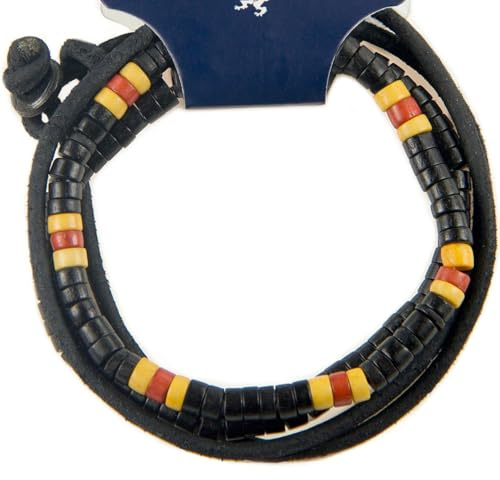 LOCAL LEAGUE SET DI BRACCIALI DI PERLINE DA SURFISTA UOMO SURF CREW HAWAII in Corda Multistrato - Cordoncino in Vera Pelle Braccialetti Regolabile per Fidanzato, Vacanze Feste Spiaggia, Nero