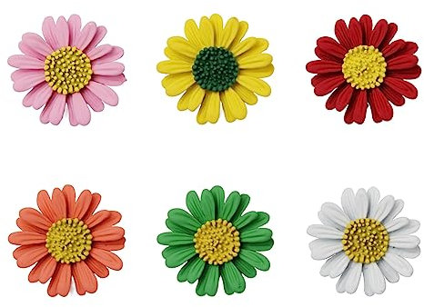 UTMACH 6 Stück Anstecknadeln Emaille Daisy Brosche Blumen Broschen Gänseblümchen Brosche für Pullover Schals Kleider Anzüge Rucksäcke Taschen